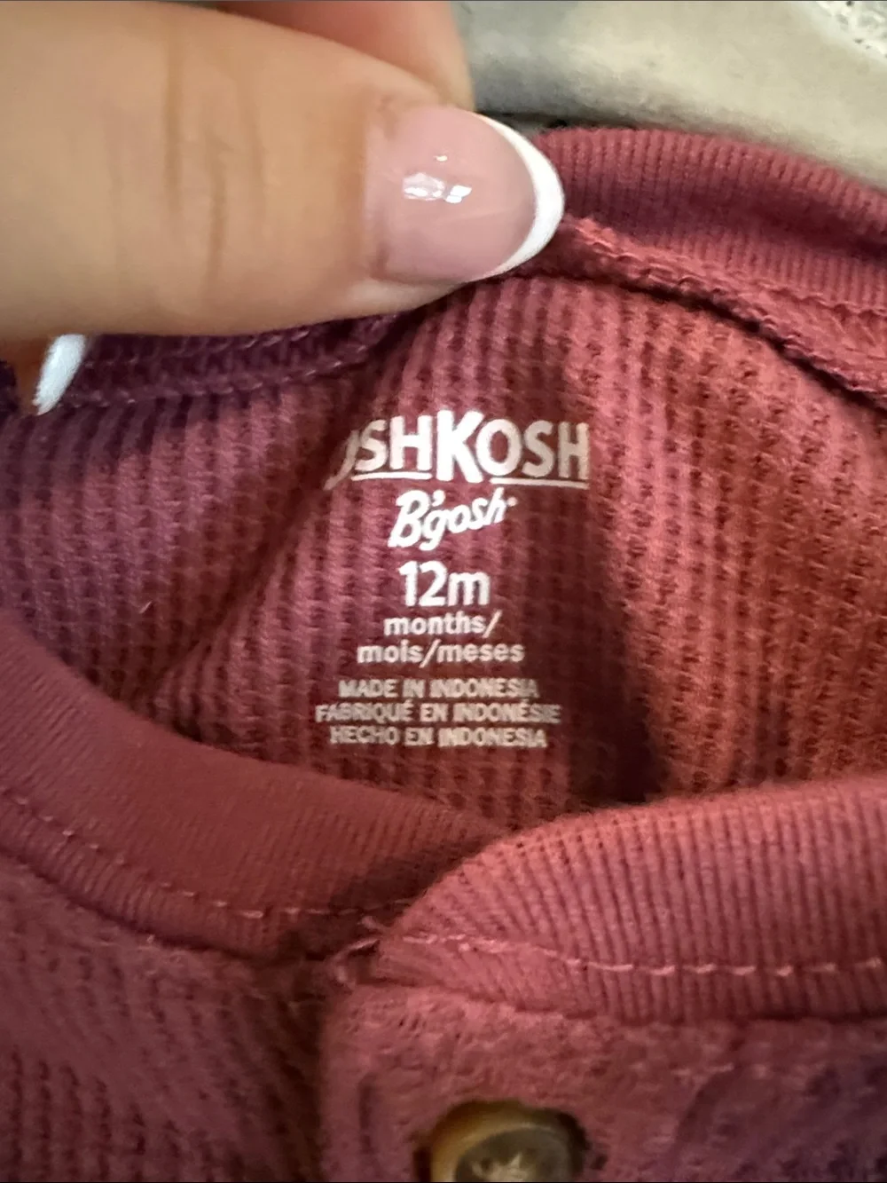 OshKosh B'gosh Maroon Waffle-Knit Long Sleeve Henley